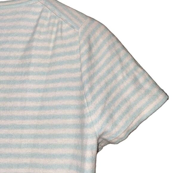 J.crew wool blend striped shirt sleeve sweater mint cream medium - Picture 8 of 9